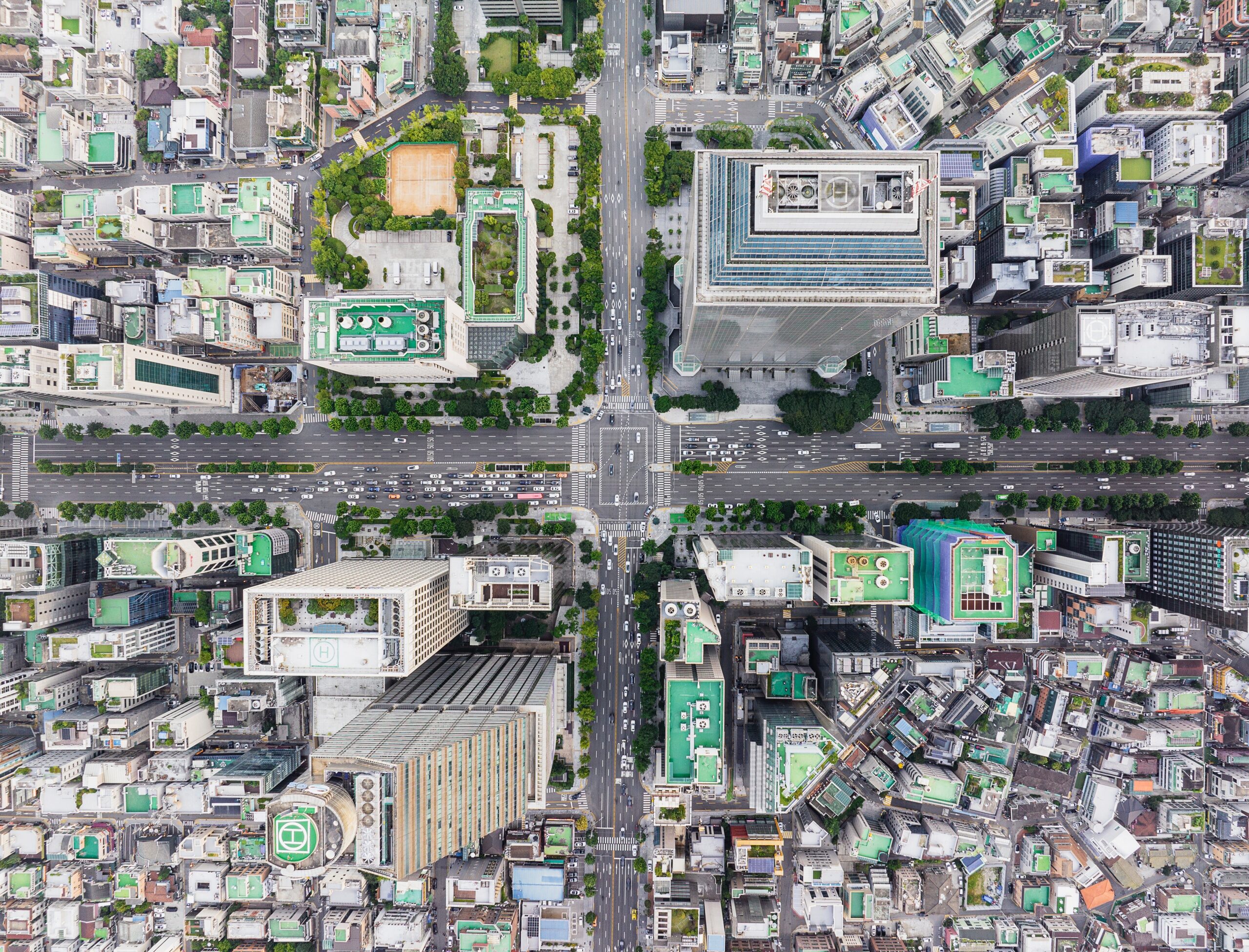 테헤란로, 역삼역 사거리 항공 촬영 이미지